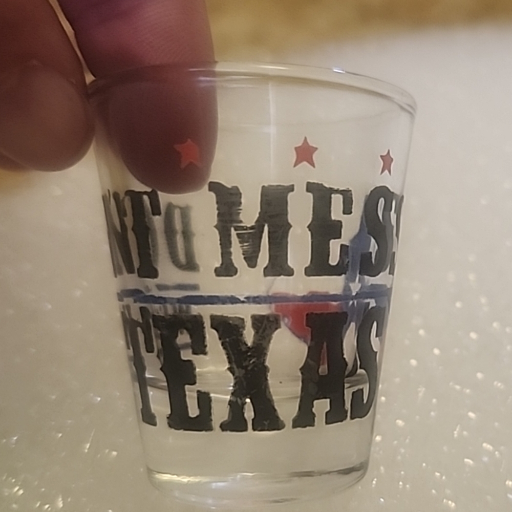 Texas Shot Glass with Red and Black Design Dont Mess With Texas
